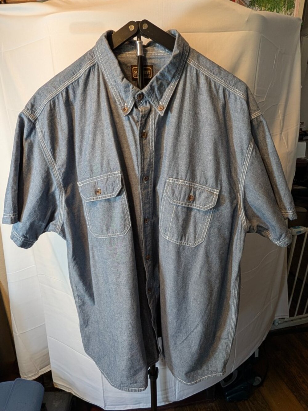 C.E. Schmidt Workwear 3x Short Sleeve Button Sturdy work Shirts Blue Chambray